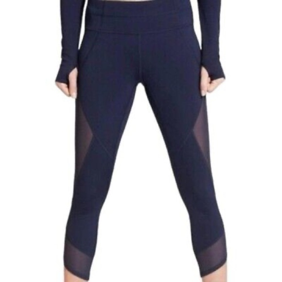 Athleta Aura Sonar Capri Mesh Leggings in Dark Navy Blue Size Small - Picture 1 of 11